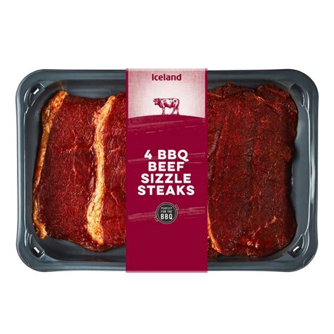 Iceland 4 Bbq Beef Sizzle Steaks 240g Beef Iceland Foods