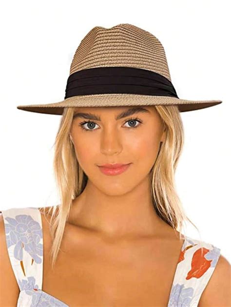 Boho 1pc Women Men Wide Brim Straw Woven Panama Hat Soft Knitted Hat