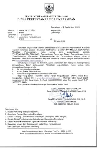 AKREDITASI PERPUSTAKAAN KABUPATEN PEMALANG PDF