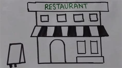 How To Draw A Restaurant Easy Step By Step Drawing Restaurant For