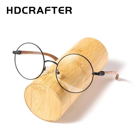 Hdcrafter Wood Alloy Round Eyeglasses Fuzweb