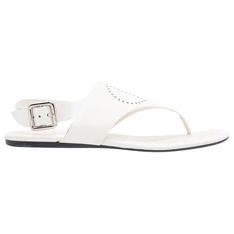 Hermès White Leather Kola Thong Flat Slingback Sandals Ref607869