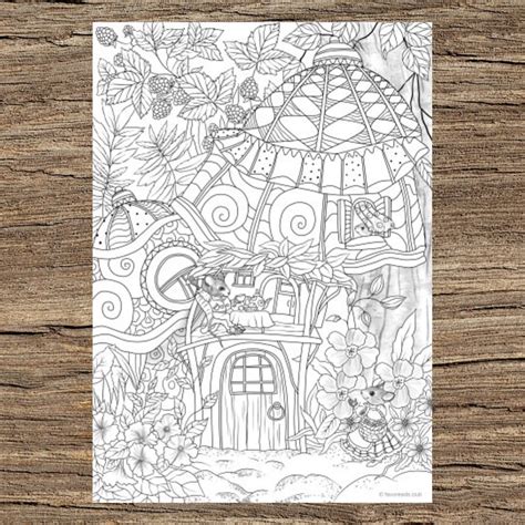 Fantasy House Printable Adult Coloring Page From Favoreads Etsy