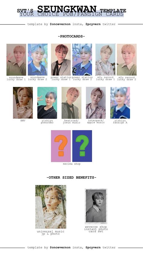 Seungkwan Your Choice Pob Fansign Template Seungkwan Instant Photos