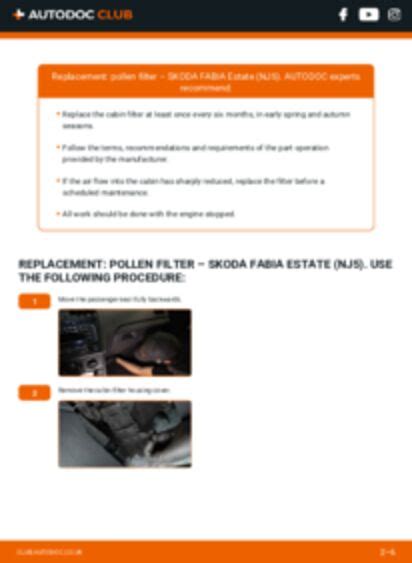 How To Change Pollen Filter On Skoda Fabia Estate Nj Replacement Guide