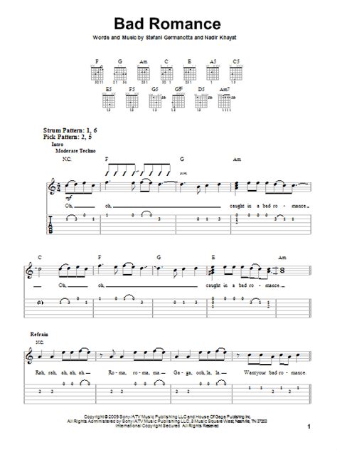 Bad Romance By Lady Gaga Easy Guitar Tab Guitar Instructor