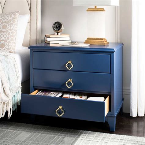 Hamden 3 Drawer Contemporary Nightstand Navy Bedroom Night Stands