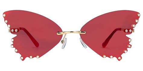 Rosie Butterfly Red Sunglasses Zeelool Glasses