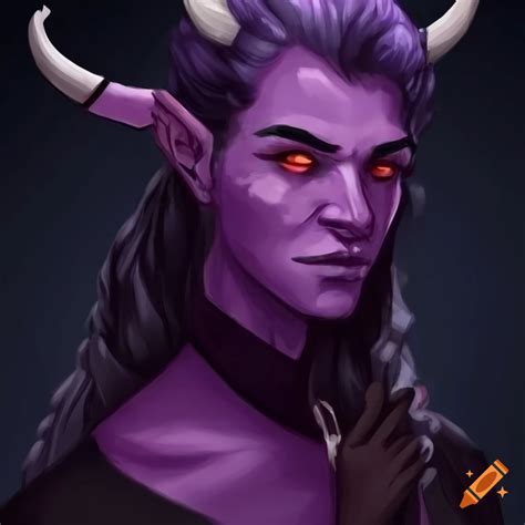 Image Of A Male Tiefling With Lavender Skin And Black Hair On Craiyon