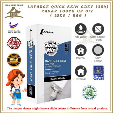 Lafarge Quick Skim Grey 380 Kasar Touch Up Diy 25kg Bag Lazada