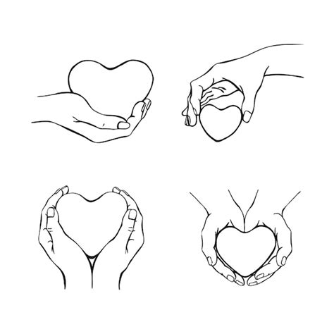 Manos sosteniendo el corazón ilustración vectorial dibujada a mano