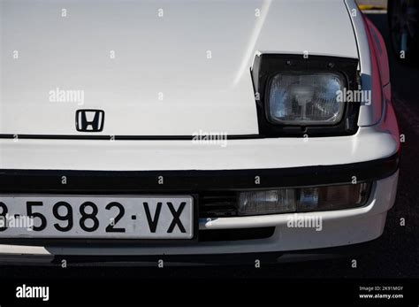 The Detail Of The Third Generation White Honda Prelude Old Japanese Sports Car With Folding