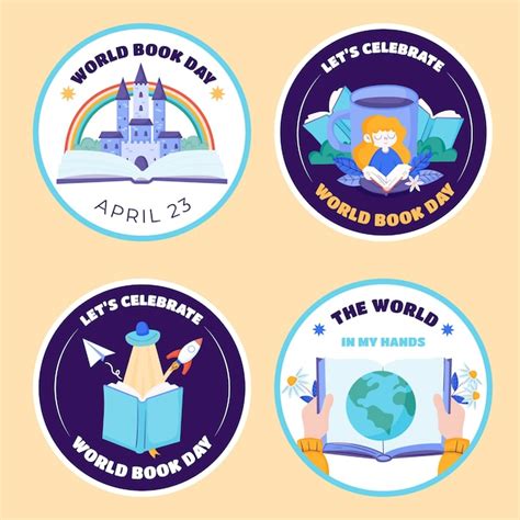 Free Vector Flat Labels Collection For World Book Day Celebration