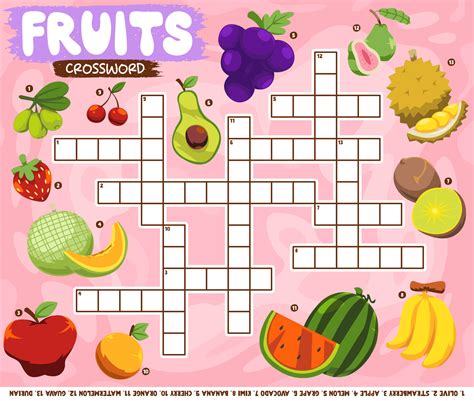 Education Game Crossword Puzzle For Learning English Words With Cartoon