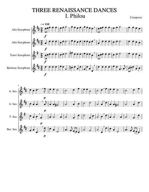 Three Renaissance Dances 1 Sheet Music For Saxophone Alto Saxophone