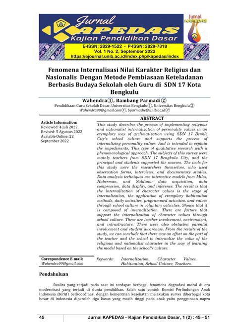 PDF Internalisasi Nilai Karakter Religius Dan Nasionalis Dengan