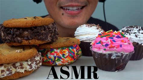 Asmr Ice Cream Cupcakes And Chocolate Chip Ice Cream Sandwiches ~ Coldstone Creamery Eating