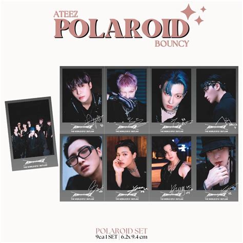 Jual POLAROID ATEEZ BOUNCY ISI 9 PCS LAMINASI 2 SISI TANDA TANGAN