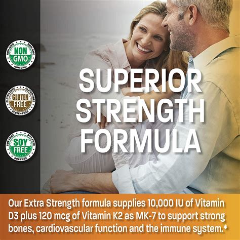 Bronson Vitamin K2 MK7 D3 Extra Strength Supplement 10 000 IU