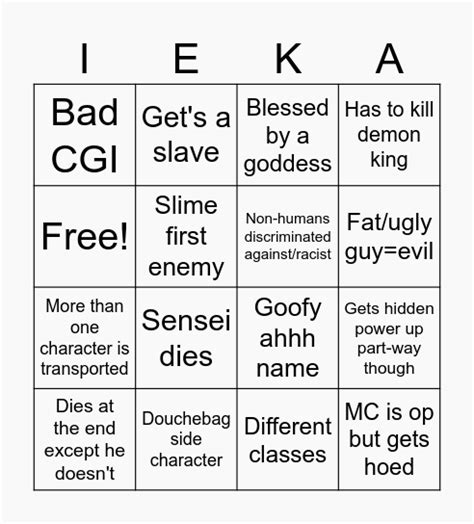 Isekai Bingo Card