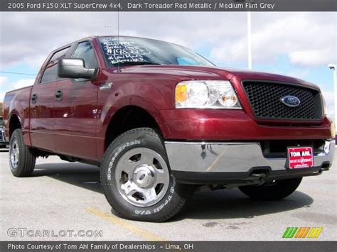 Dark Toreador Red Metallic 2005 Ford F150 Xlt Supercrew 4x4 Medium Flint Grey Interior