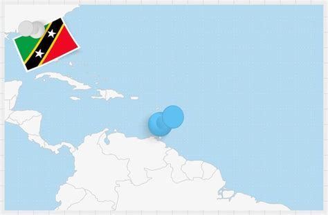 Premium Vector Map Of Saint Kitts And Nevis With A Pinned Blue Pin