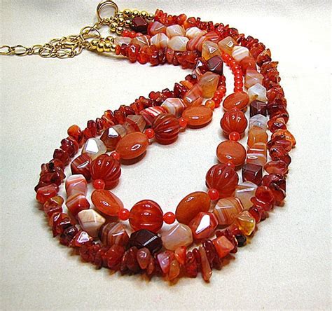 Big Bold Chunky Layered Beaded Necklace Rust By Shoppretties