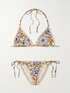 Zimmermann Junie Metallic Crochet Trimmed Floral Print Triangle Bikini Net A Porter