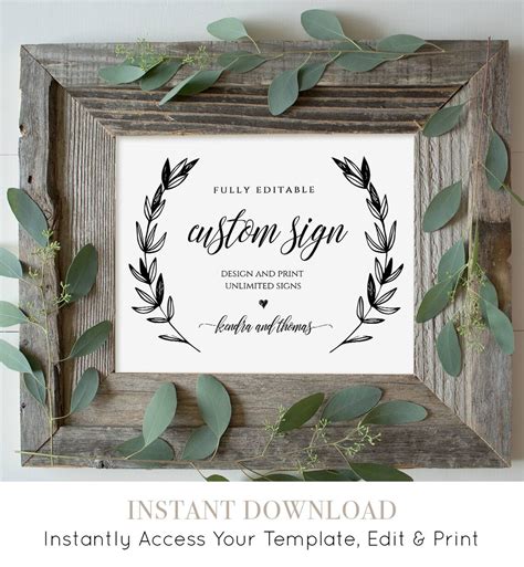 Wedding Sign Template Printable Custom Sign Fully Editable Etsy