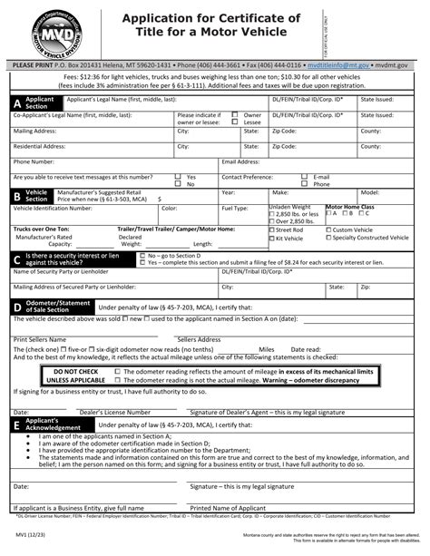 Form Mv1 Download Fillable Pdf Or Fill Online Application For