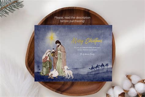 Christmas Greeting Religious Card Nativity Scene Holiday Card By Paw ...