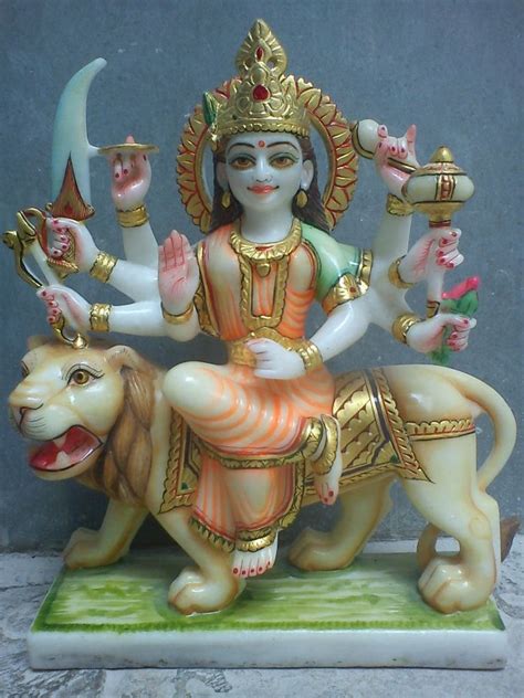 Multicolor Hindu Marble Durga Mata Murti For Worship Size 12 72 Inch