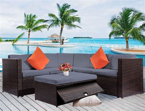 New Topmax 4 Pieces Outdoor Rattan Furniture Set Including 2 X 2 Seat