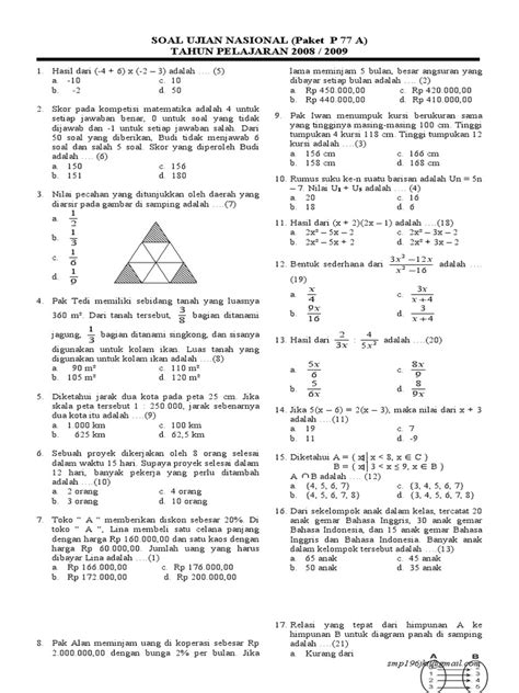 Soal Latihan Ujian Nasional Smp