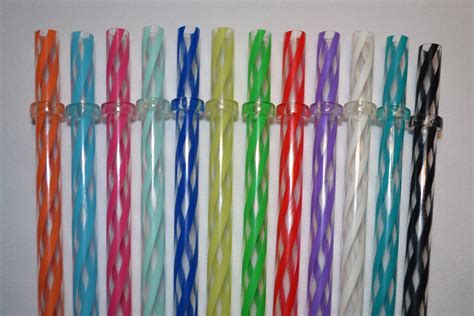 50 Mixed 9 Reusable Straws Clear Swirly Colors Hard