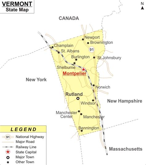 Vermont Map Map Of Vermont State Usa Highways Cities Roads Rivers