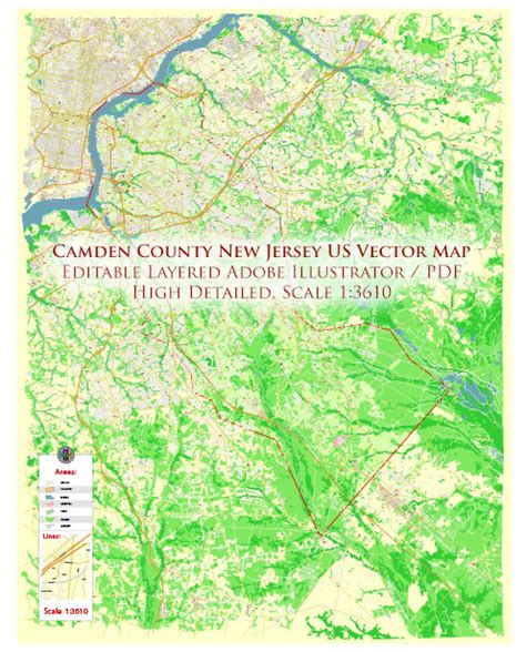 Road Map Camden County New Jersey Us Maps In Vector Detailed Street