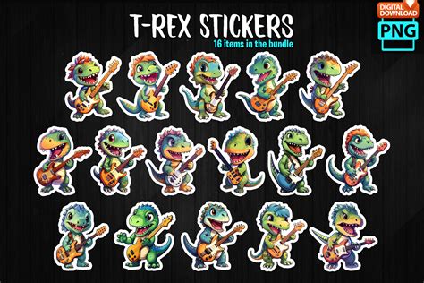 T Rex Stickers Bundle Graphic by MMShopArt · Creative Fabrica