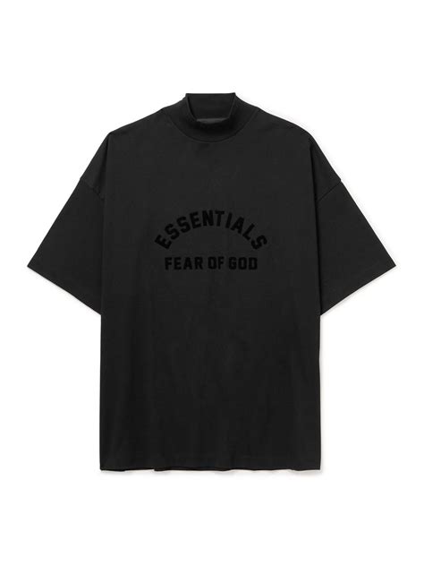 Fear Of God Oversized Logo appliquéd Cotton jersey Mock neck T shirt in