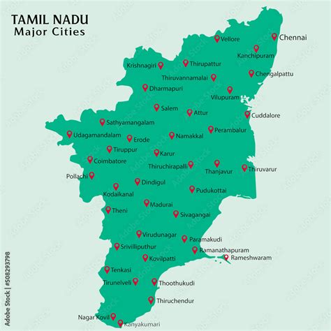 Tamil Nadu State Map With Cities Cassie Anjanette