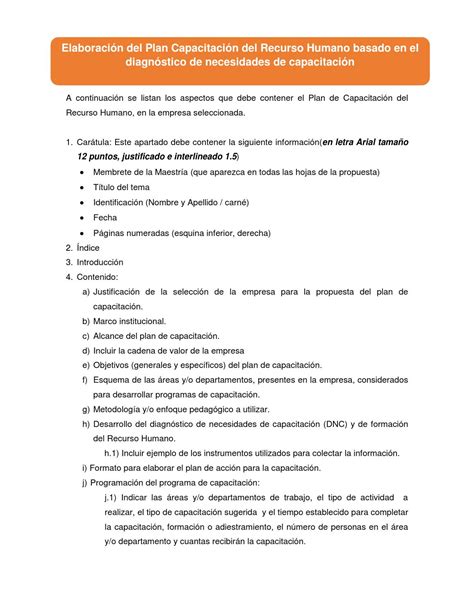 Aspectos Que Debe Contener La Propuesta De Formacion Y Capacitacion Del