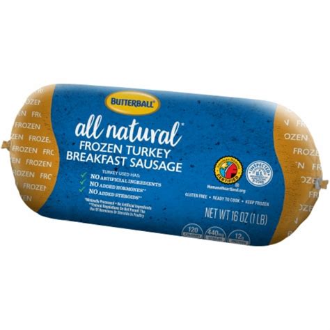 Butterball All Natural Frozen Turkey Breakfast Sausage 16 Oz Roll 1