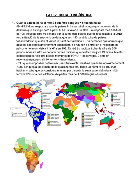 La Diversitat Ling Stica La Diversitat Ling Stica Quants Pa Sos