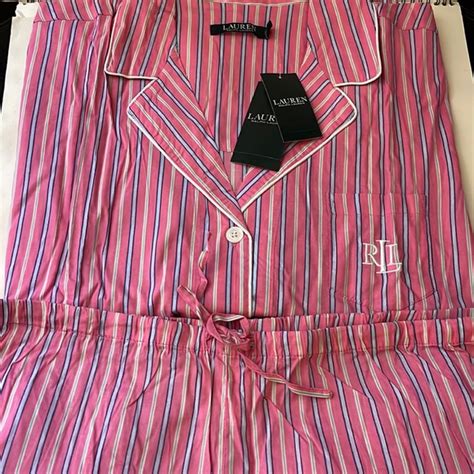 Lauren Ralph Lauren Intimates And Sleepwear Nwt Lauren By Ralph Lauren Pink Striped Pajamas Xl