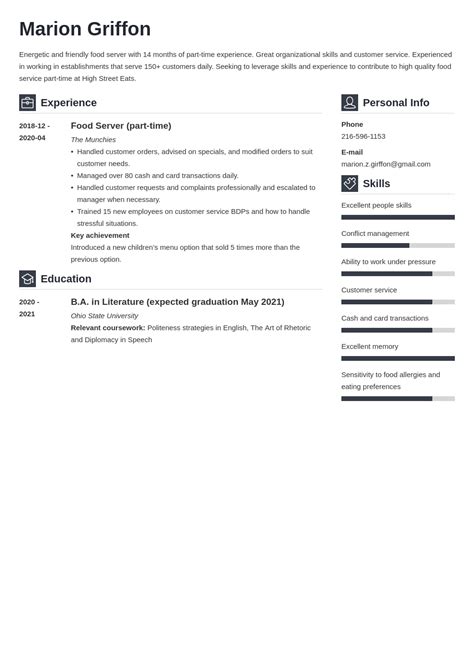 Student Part Time Job Resume Template Telegraph