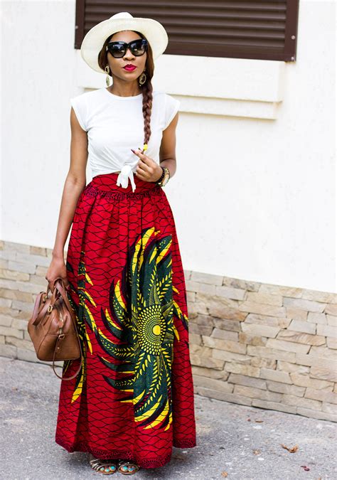 Long African Full Maxi Skirt Outfit Inspiration With Hat