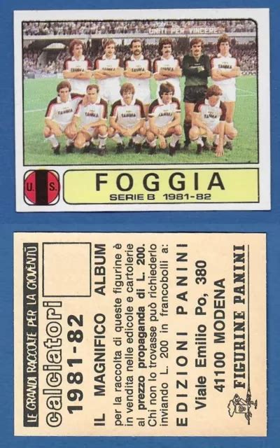 Figurina Calciatori Panini Nuova New N Squadra Foggia