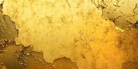 Golden Foil Wall Rough Surface Old Grunge Texture Metal Yellow Vintage