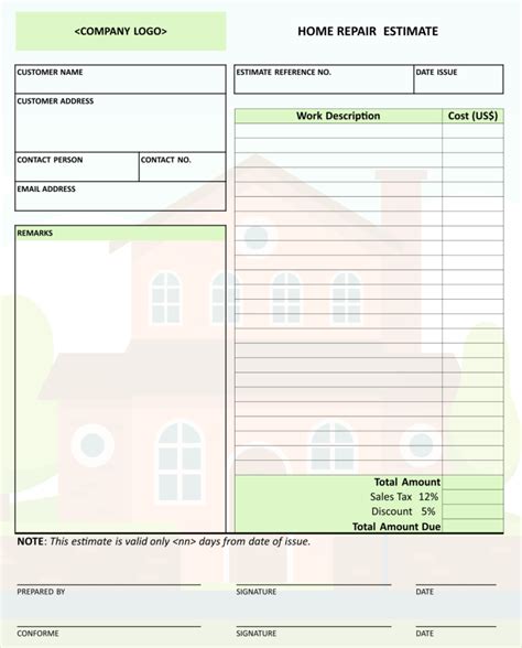 Awesome Residential Construction Estimate Template – Thevanitydiaries