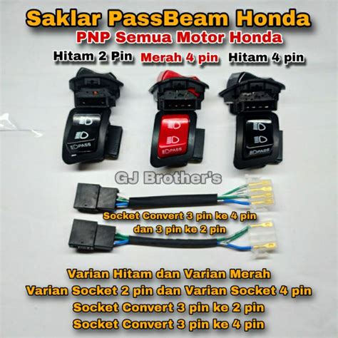 Jual Tombol Saklar Dim 3 Mode Pass Beam Piwpiw Honda Merah Vietnam PNP